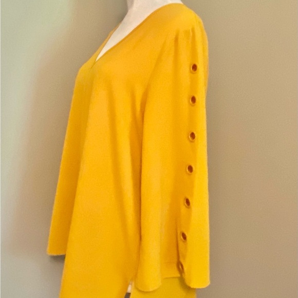 Spense Sz L Yellow Gold 3/4 Sleeve Relaxed Blouse - Picture 5 of 10